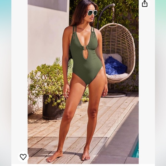 NWT Becca by Rebecca Virtue Line in The Sand Lainey Textured Rib Plunge One-Piec - Picture 2 of 12